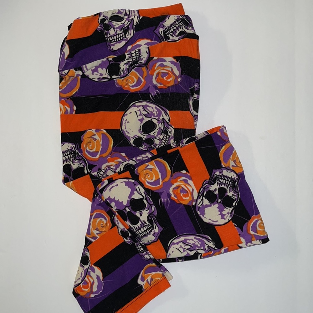 NEVER WORN LU LA ROE leggings - skull ☠️, flowers & stripes - T& C - Plus Sized - Picture 2 of 5
